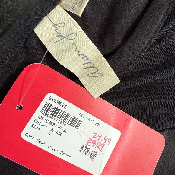 Allison Joy SMALL Black Tee Shirt Dress With Mesh Cut Out  Fitted And Stretchy - Picture 10 of 10